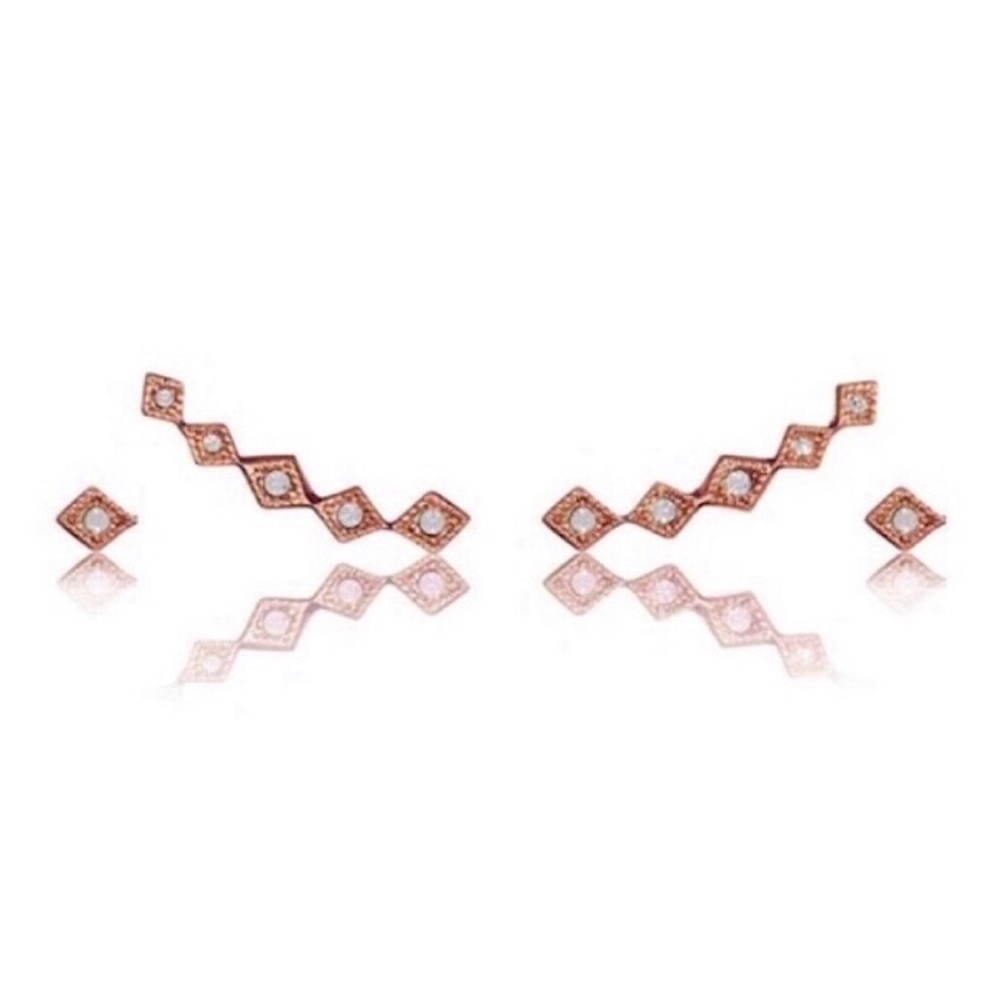 LUV AJ Diamond Kite Crawler + Stud Set – Rose Gold Earring Set